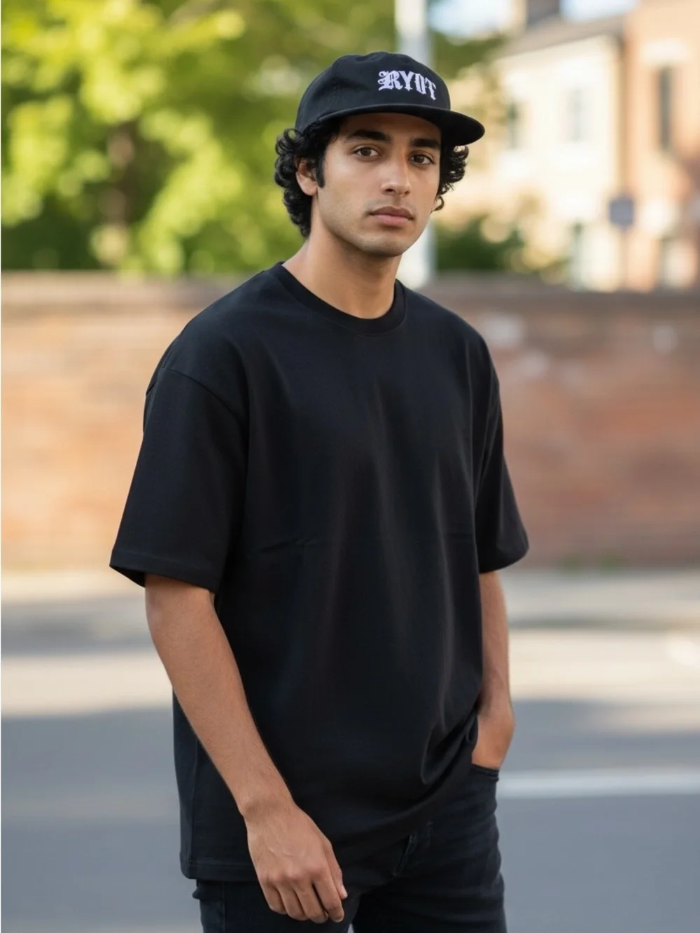 The Classics Black Cap with White  Woven RYOT  Label